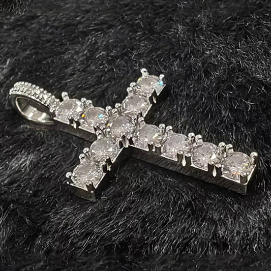 Solid Tennis Cross Pendant